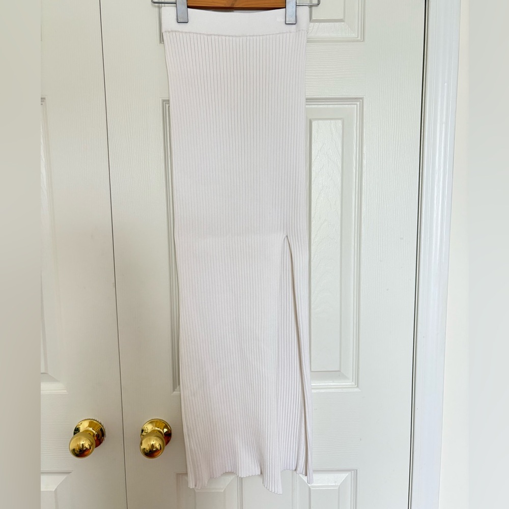 Kookai Cream Ribbed Skirt